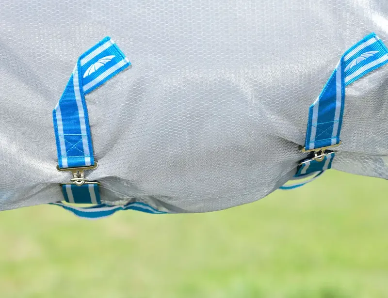 Weatherbeeta Comfitec Hexi Shield Combo Fly Rug in Silver and Teal Blue-6