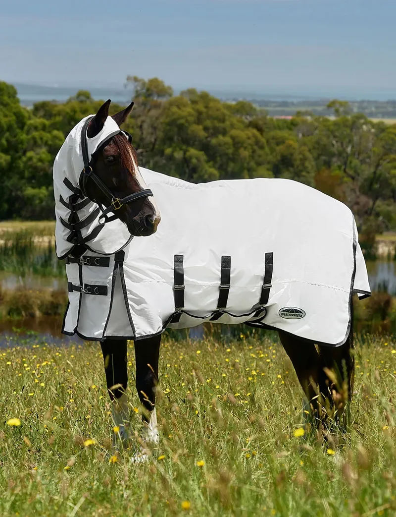 Weatherbeeta ComFiTec Sweet Itch Shield Fly Sheet Combo in White