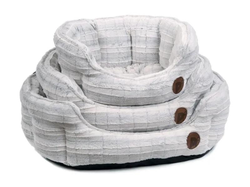 Petface Plush Oval Dog Bed in White-1