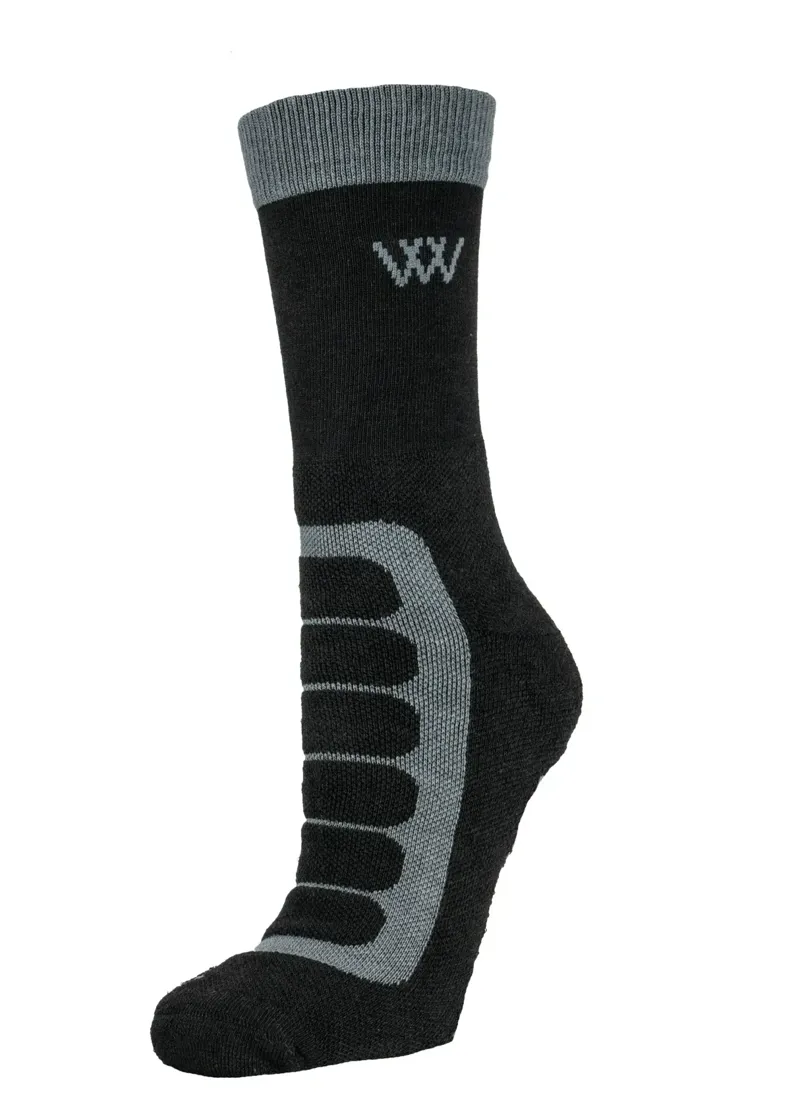 Woof Wear Short Bamboo Tech Riding Sock in Black and Grey