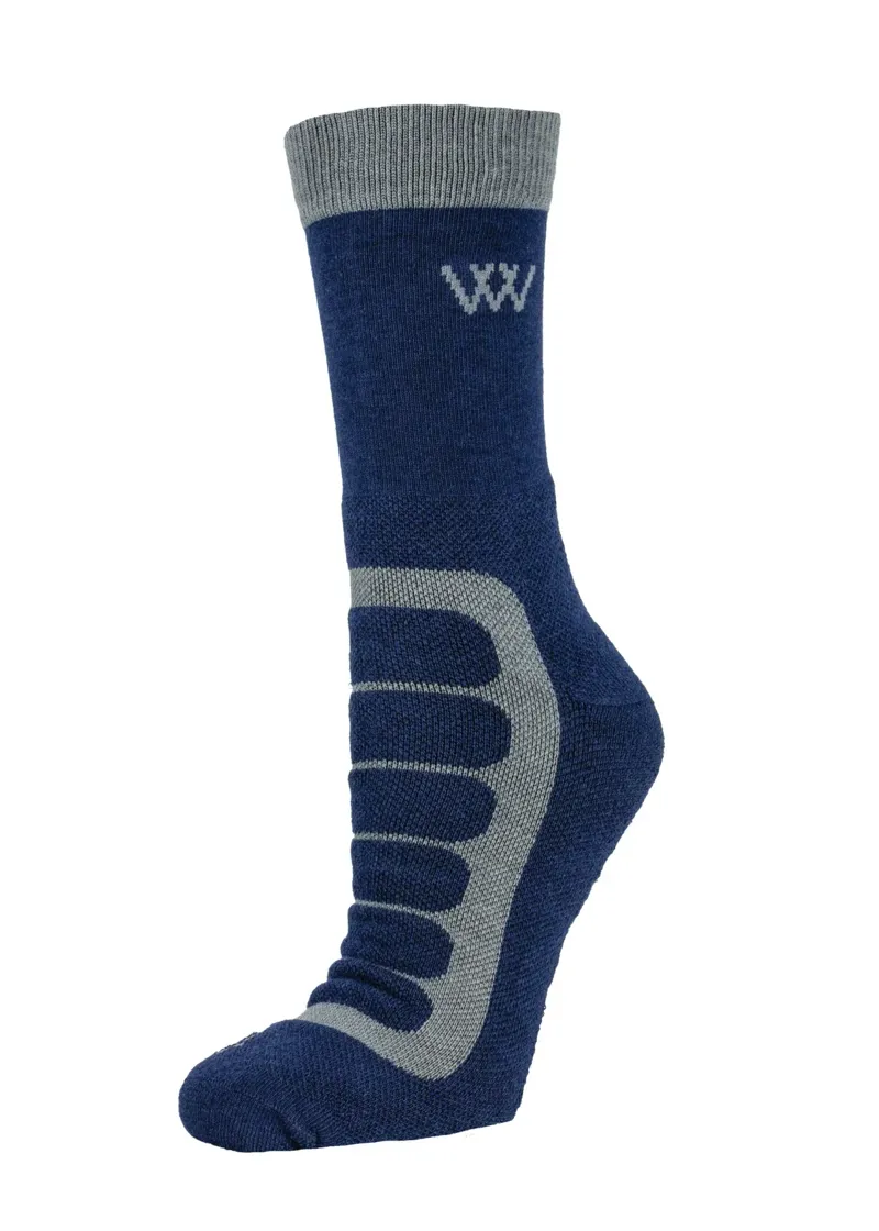 Woof Wear Short Bamboo Tech Riding Sock in Navy and Grey