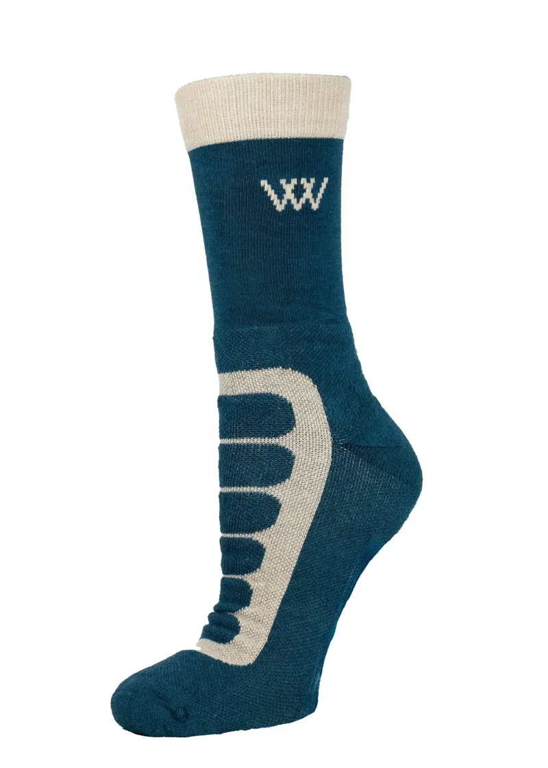 Woof Wear Short Bamboo Tech Riding Sock in Petrol and Stone