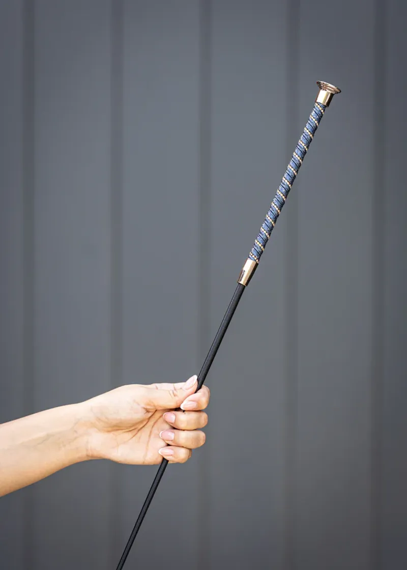 Woof Wear Twisted Dressage Whip in Navy and Rose Gold-1