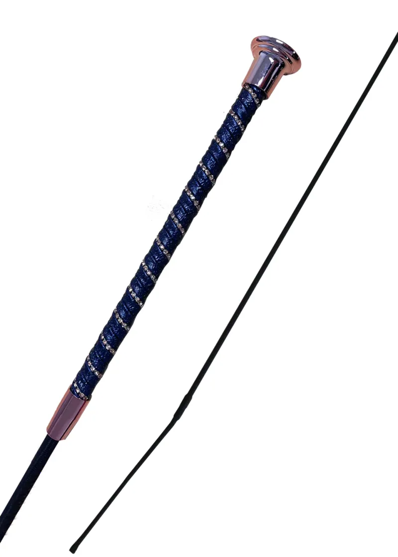 Woof Wear Twisted Dressage Whip in Navy and Rose Gold