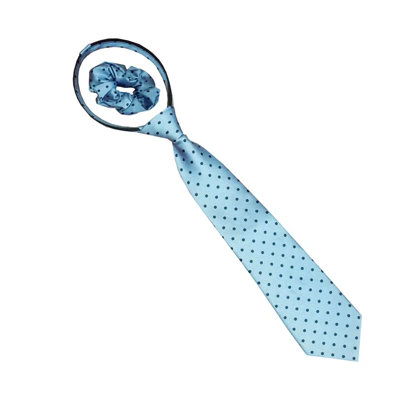 Equetech Junior Polka Dot Zip Tie in Light Blue/Navy