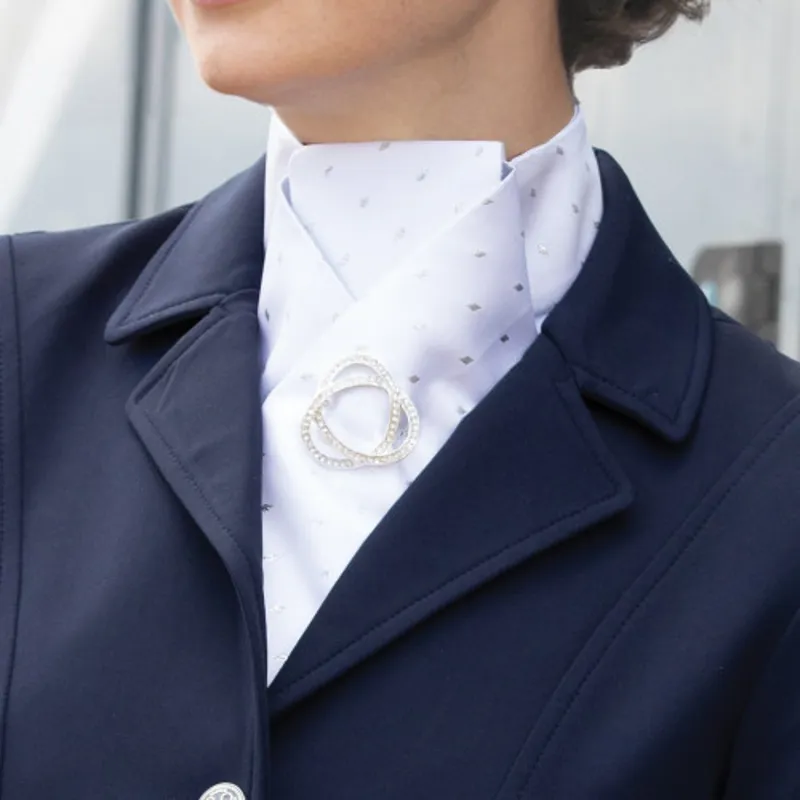 Equetech Diamond Ready-Tied Stock in White/Silver-1