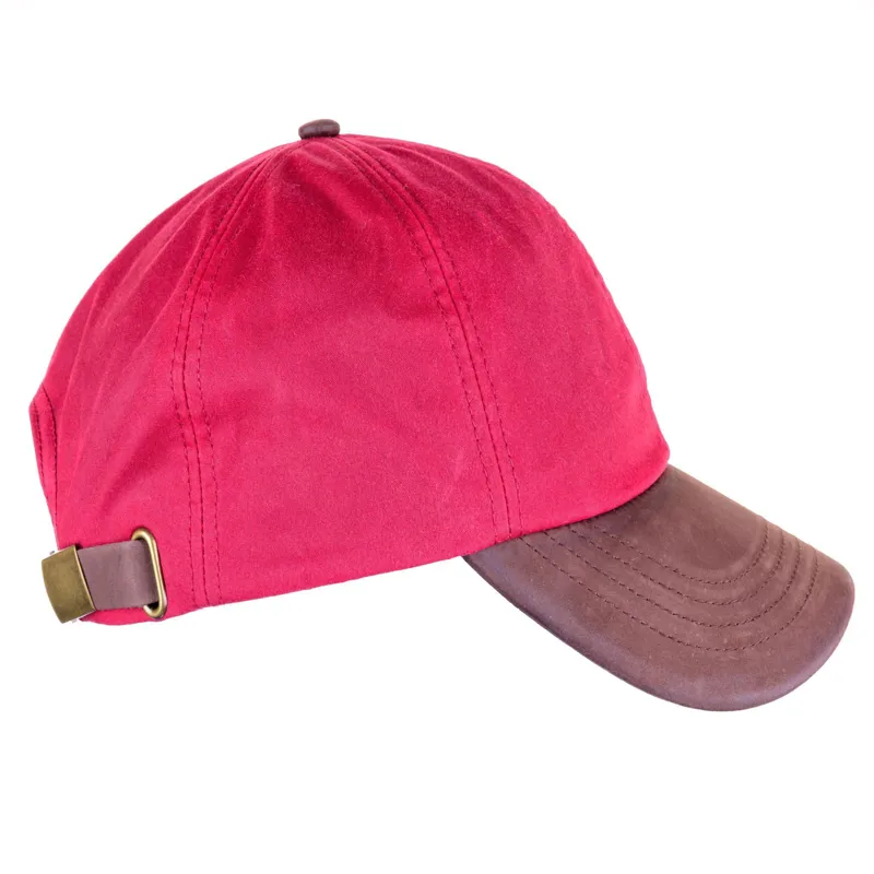 Heather Hamilton Wax/Leather Peak Baseball Cap in Red