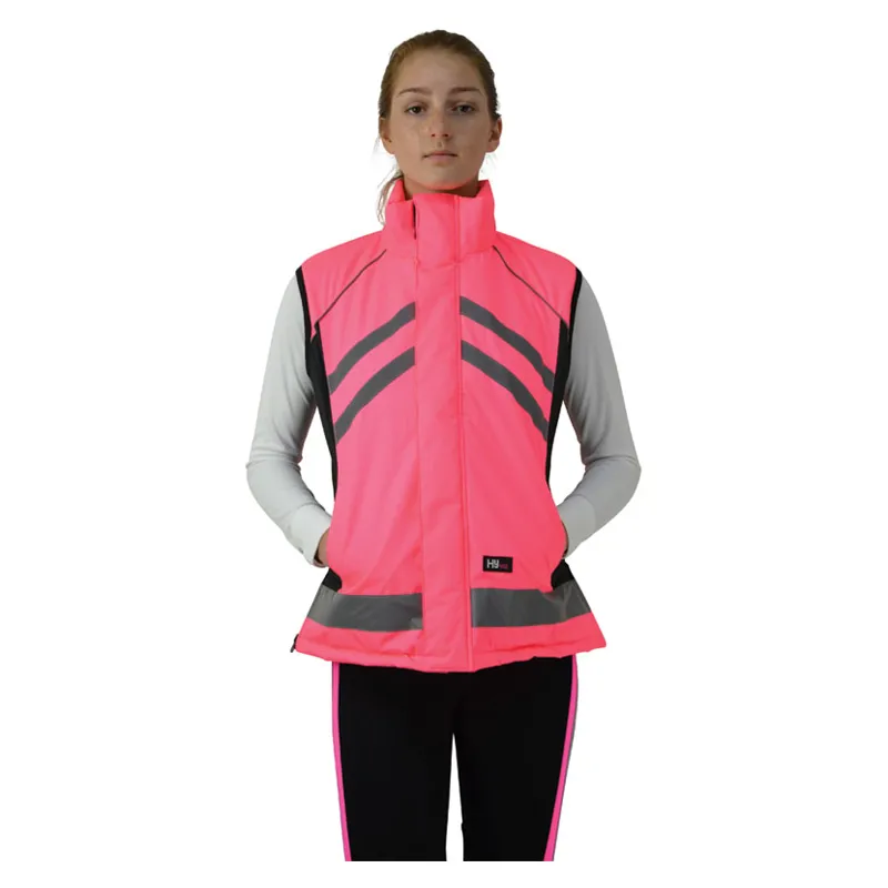 Hy Equestrian Reflective Padded Gilet in Pink