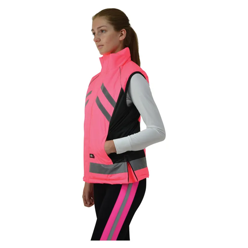 Hy Equestrian Reflective Padded Gilet in Pink-1