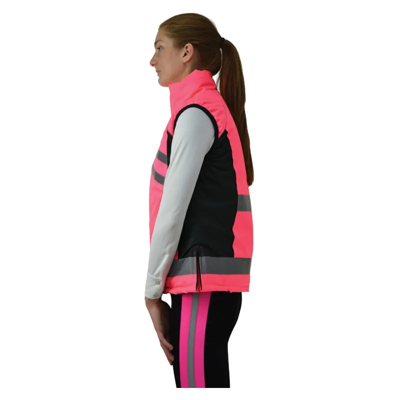 Hy Equestrian Reflective Padded Gilet in Pink-3