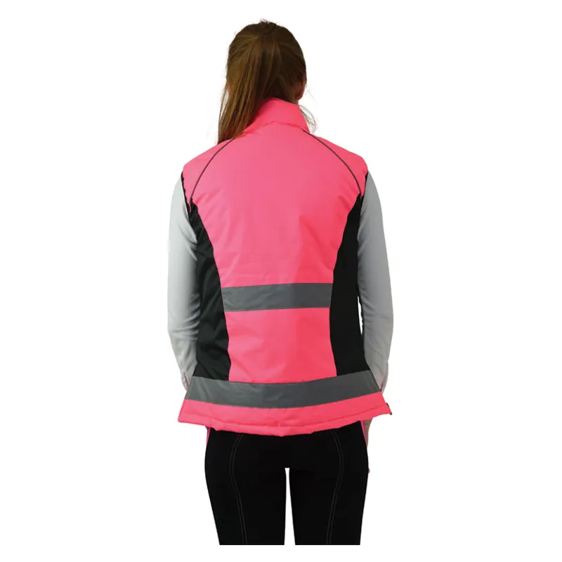 Hy Equestrian Reflective Padded Gilet in Pink-2