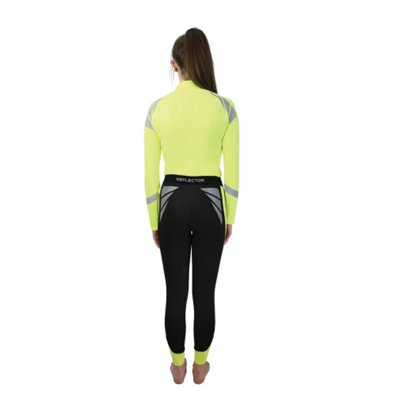 Hy Equestrian Reflector Riding Tights in Yellow Ladies - WEB EXCLUSIVE-1