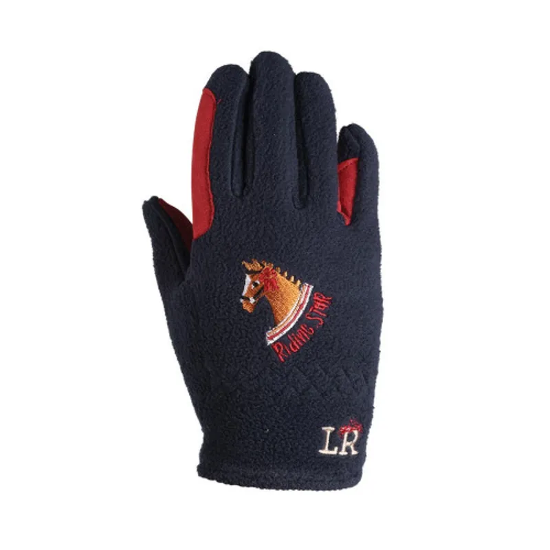 Little Rider Riding Star Fleece Riding Gloves in Navy - WEB EXCLUSIVE