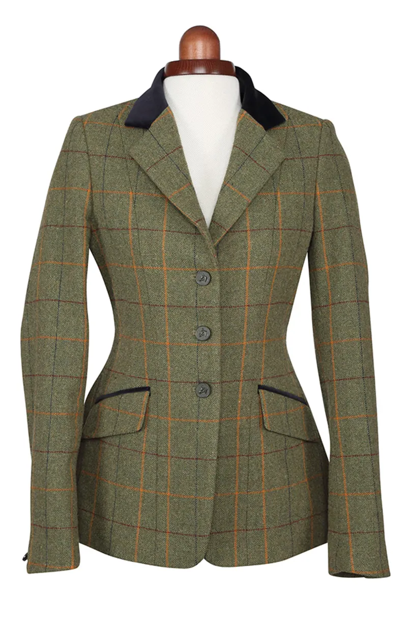 Shires Aubrion Saratoga Tweed Riding Jacket Child Sizes in Green Check 