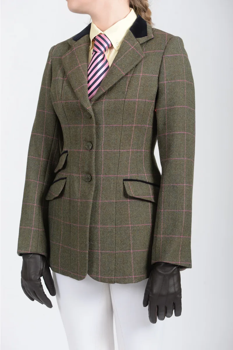 Shires Huntingdon Tweed Hacking Jacket Ladies Green and Pink - RB