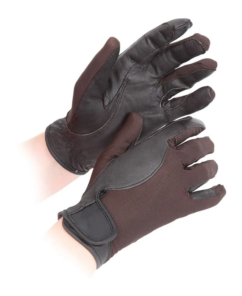 Shires Competition Gloves Mesh and Leather Effect Unisex-2