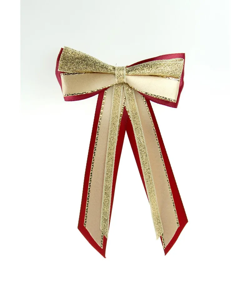  ShowQuest Hairbow and Tails in Burgundy and Gold