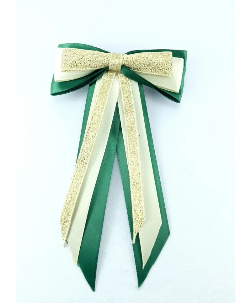  ShowQuest Hairbow and Tails in Bottle Green and Gold