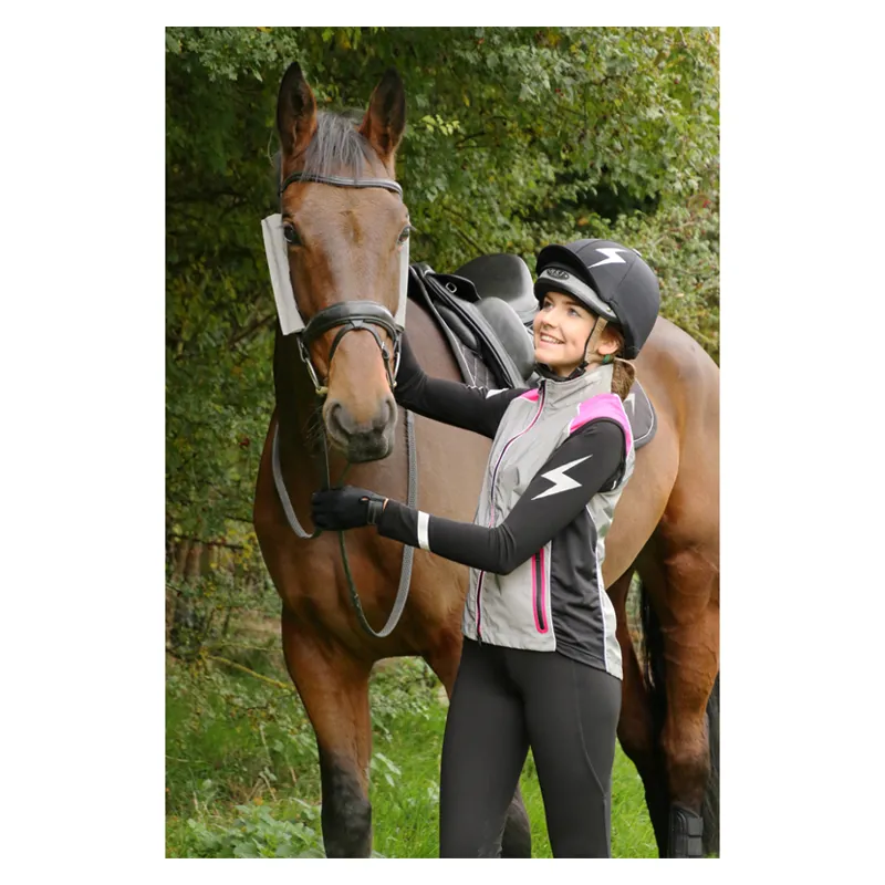 Hy Equestrian Silva Flash Reflective Gilet in Pink-3