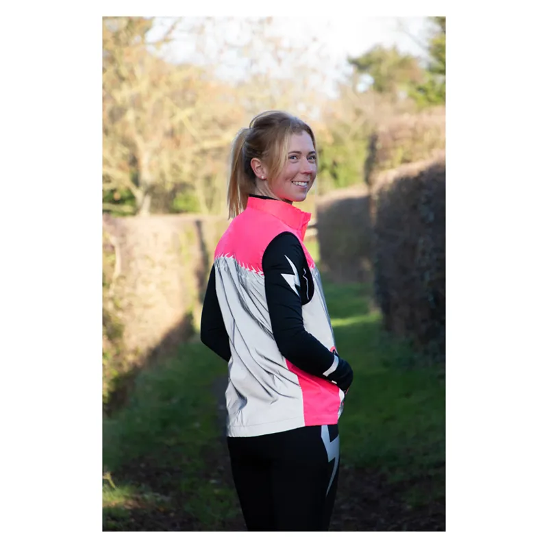 Hy Equestrian Silva Flash Reflective Gilet in Pink-2