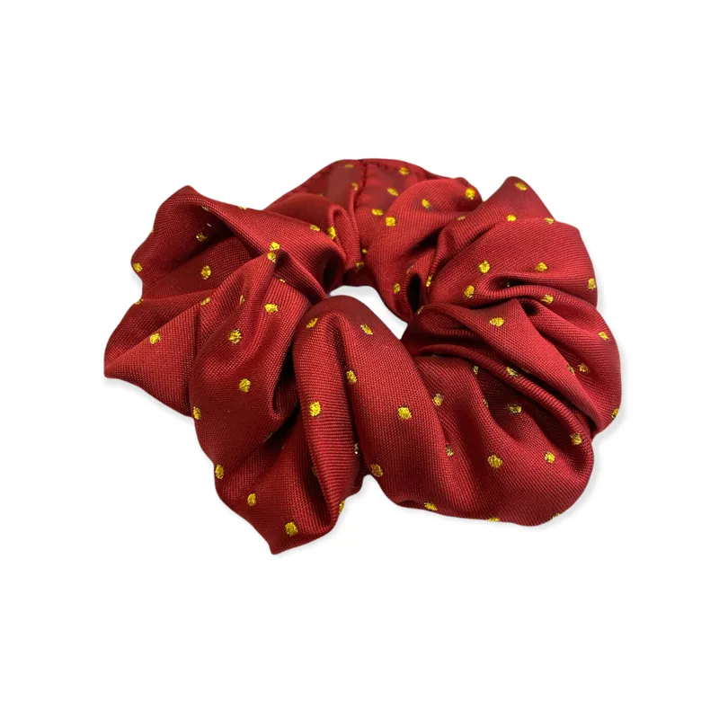 Equetech Pin Spot Hair Scrunchie in Red/Gold - WEB EXCLUSIVE