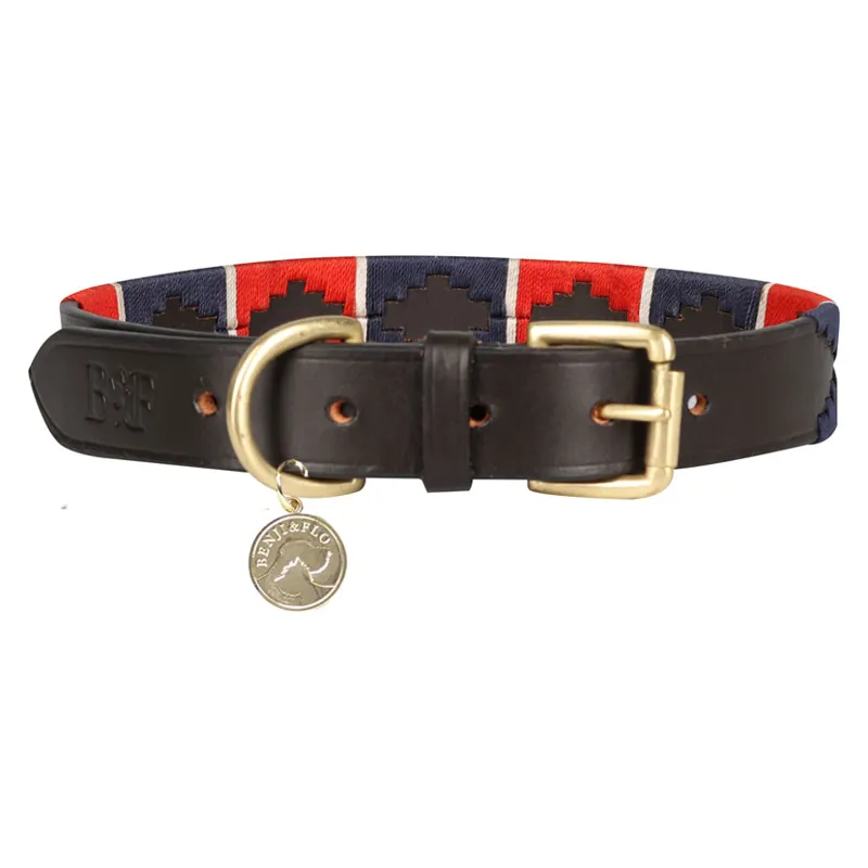 Benji and Flo Sublime Polo Dog Collar in Navy/Red - WEB EXCLUSIVE