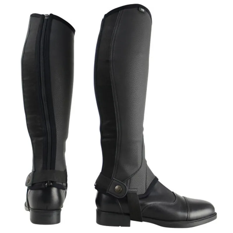 Hy Equestrian Synthetic Combi Leather Half Chaps Kids in Black