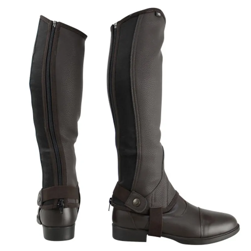 Hy Equestrian Synthetic Combi Half Chaps Kids in Brown 
