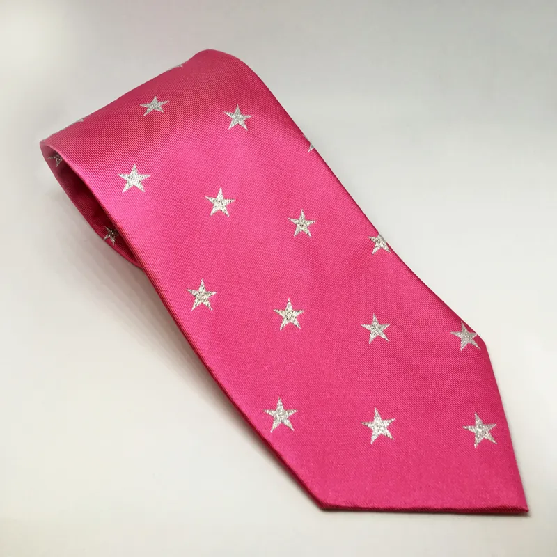 Equetech Junior Stars Tie in Fuschia/Silver - WEB EXCLUSIVE