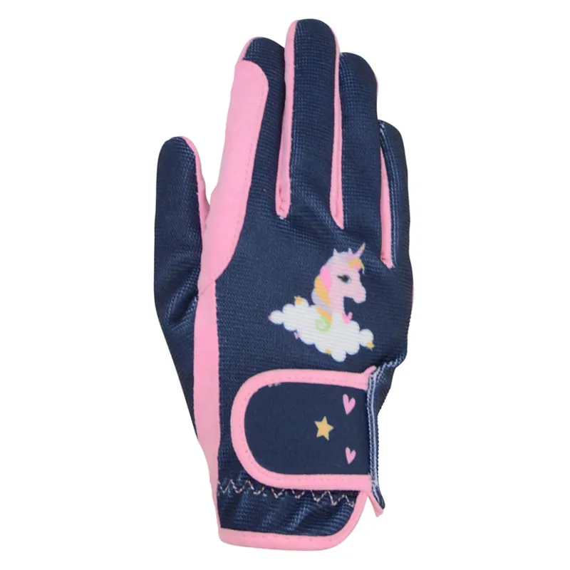 Little Rider Unicorn Riding Gloves Kids in Pink/Navy