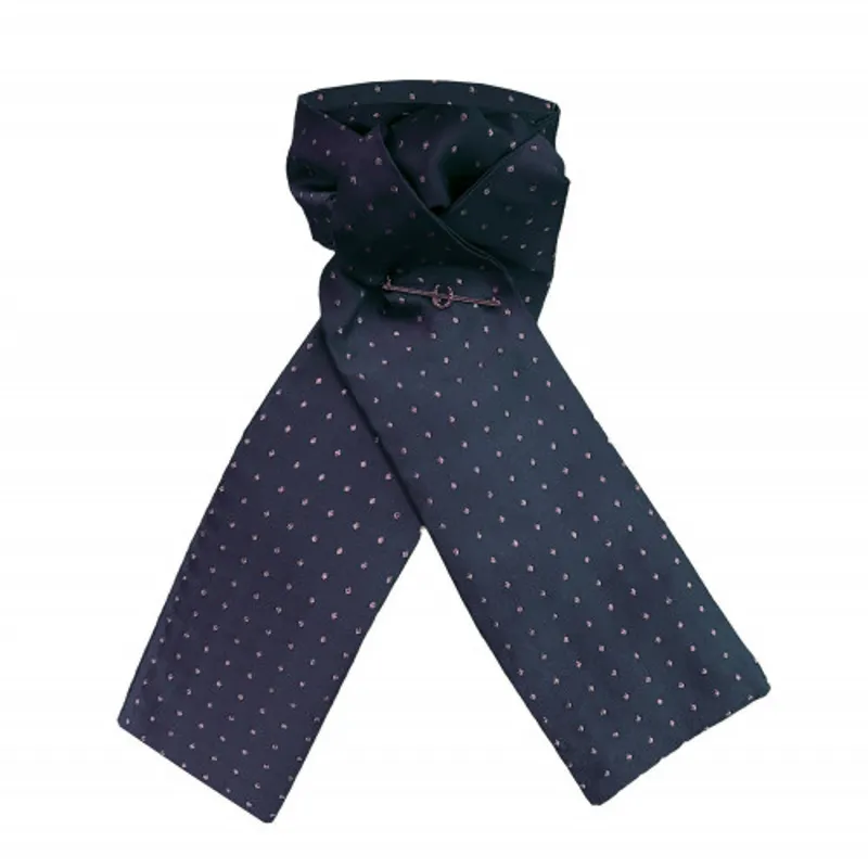 Equetech Jacquard Pin Spot Untied Stock in Navy/Gold
