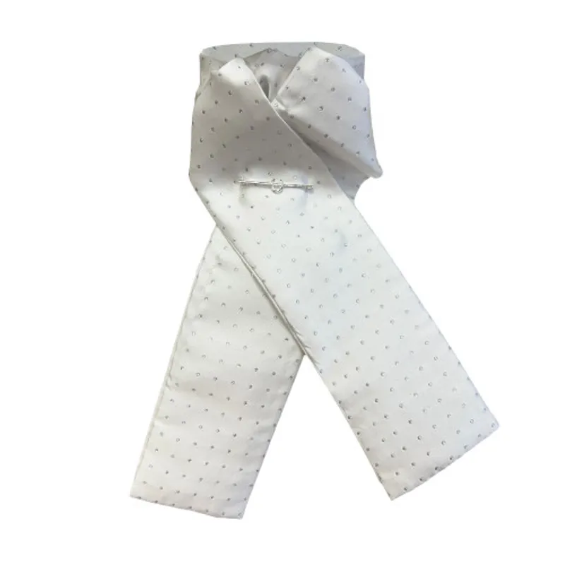 Equetech Jacquard Pin Spot Untied Stock in White/Silver